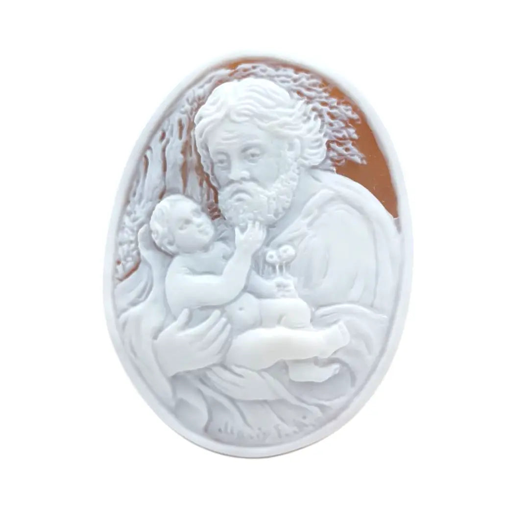 "Saint Joseph with his baby Jesus" cameo in sardonyx shell
