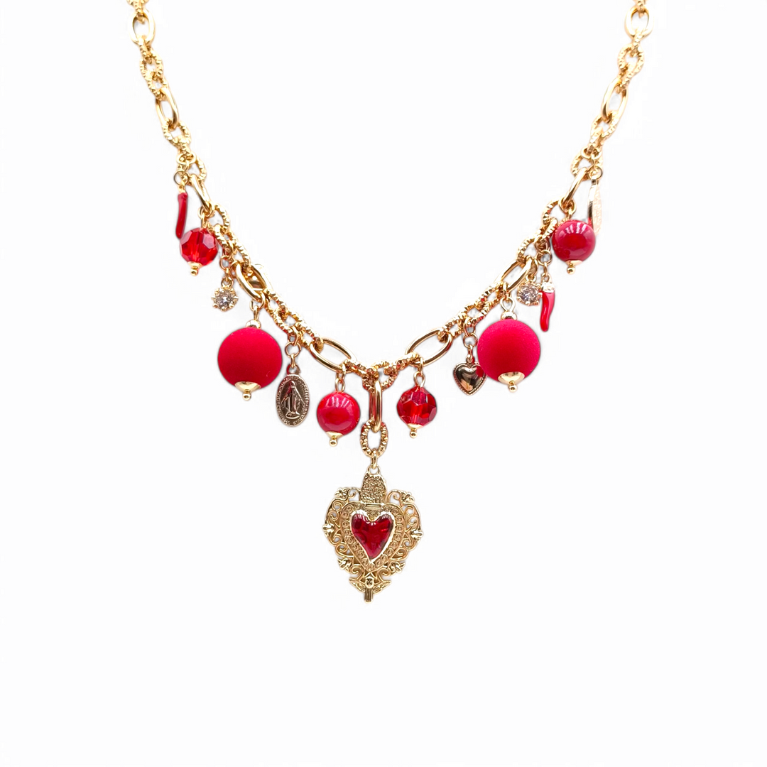 End of collection - "red sacred heart" necklace