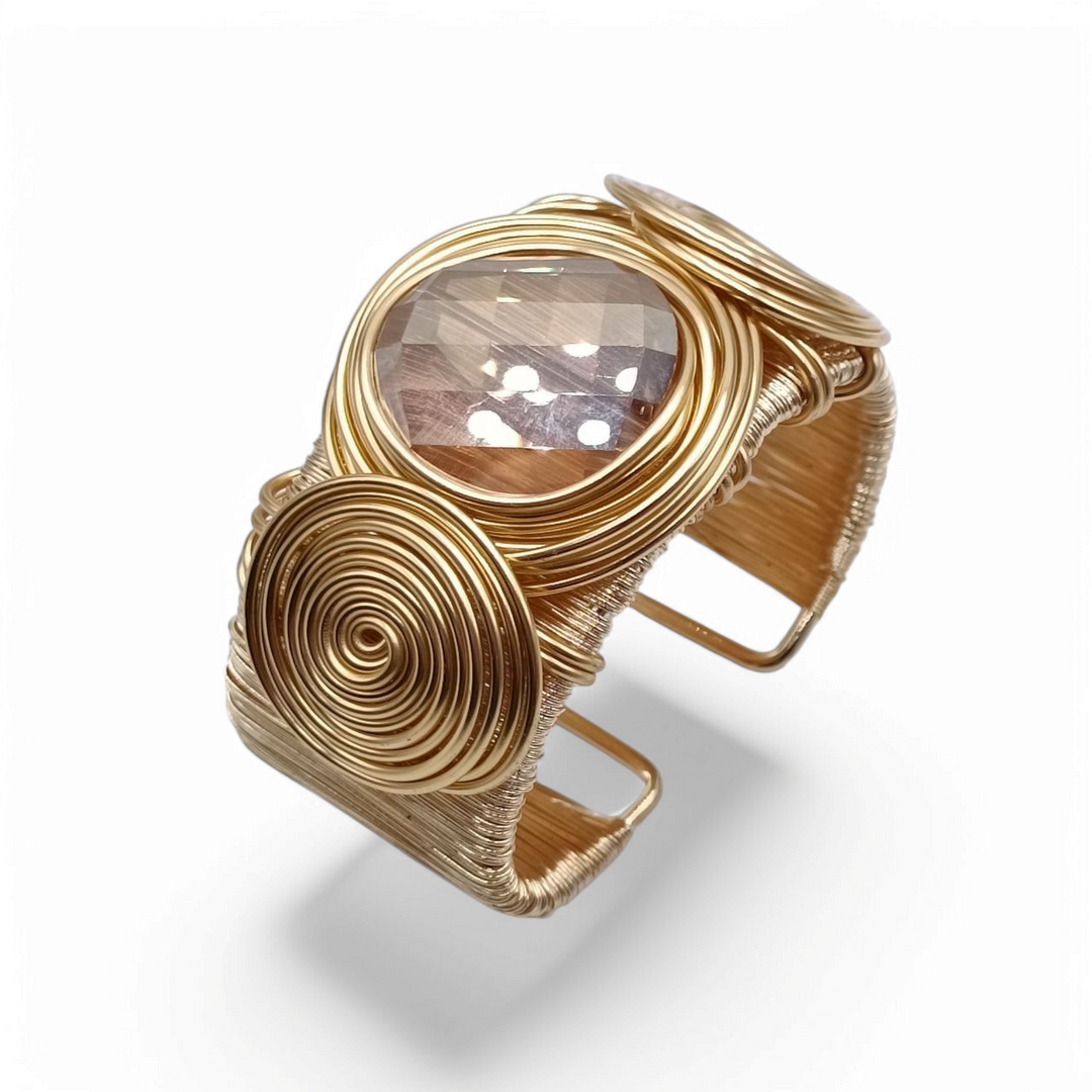 End of collection - zirconia bracelet mounted on brass and copper