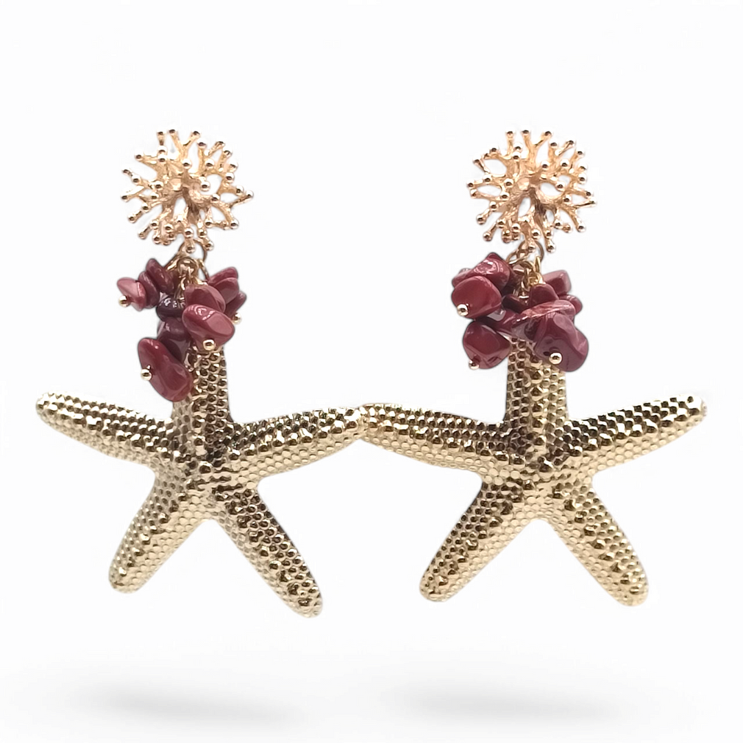 End of collection - starfish earrings mounted on nickel free steel