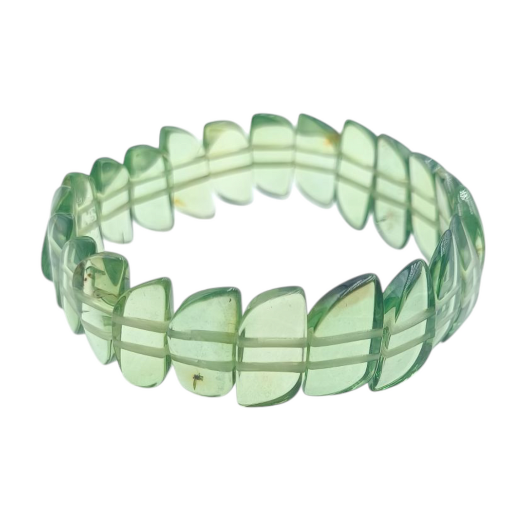 Baltic green amber leaf bracelet
