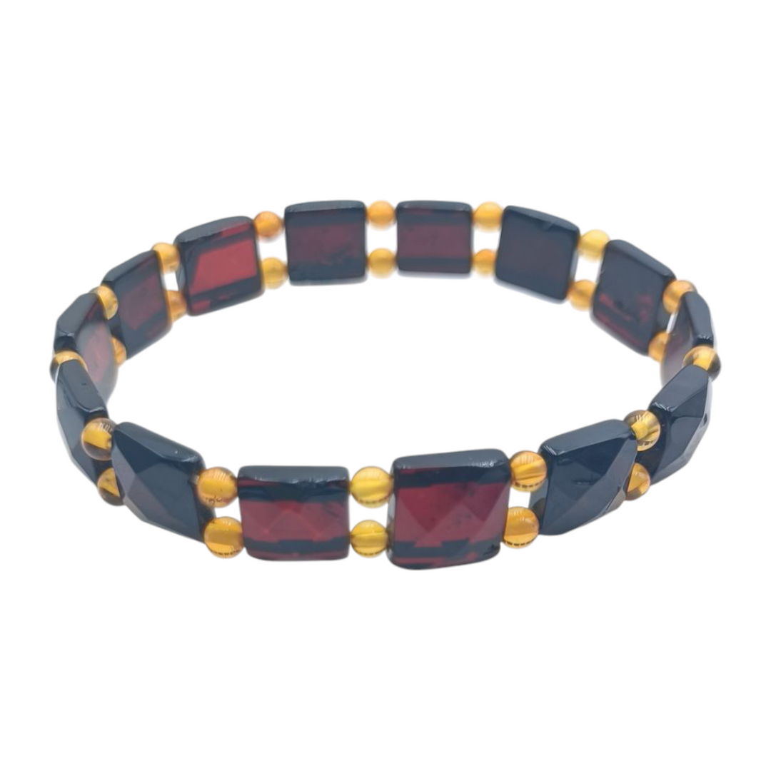 Men's bracelet in red and yellow Baltic amber