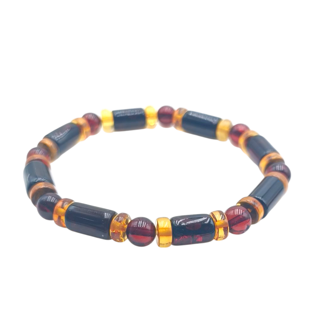 Men's bracelet in red and yellow Baltic amber
