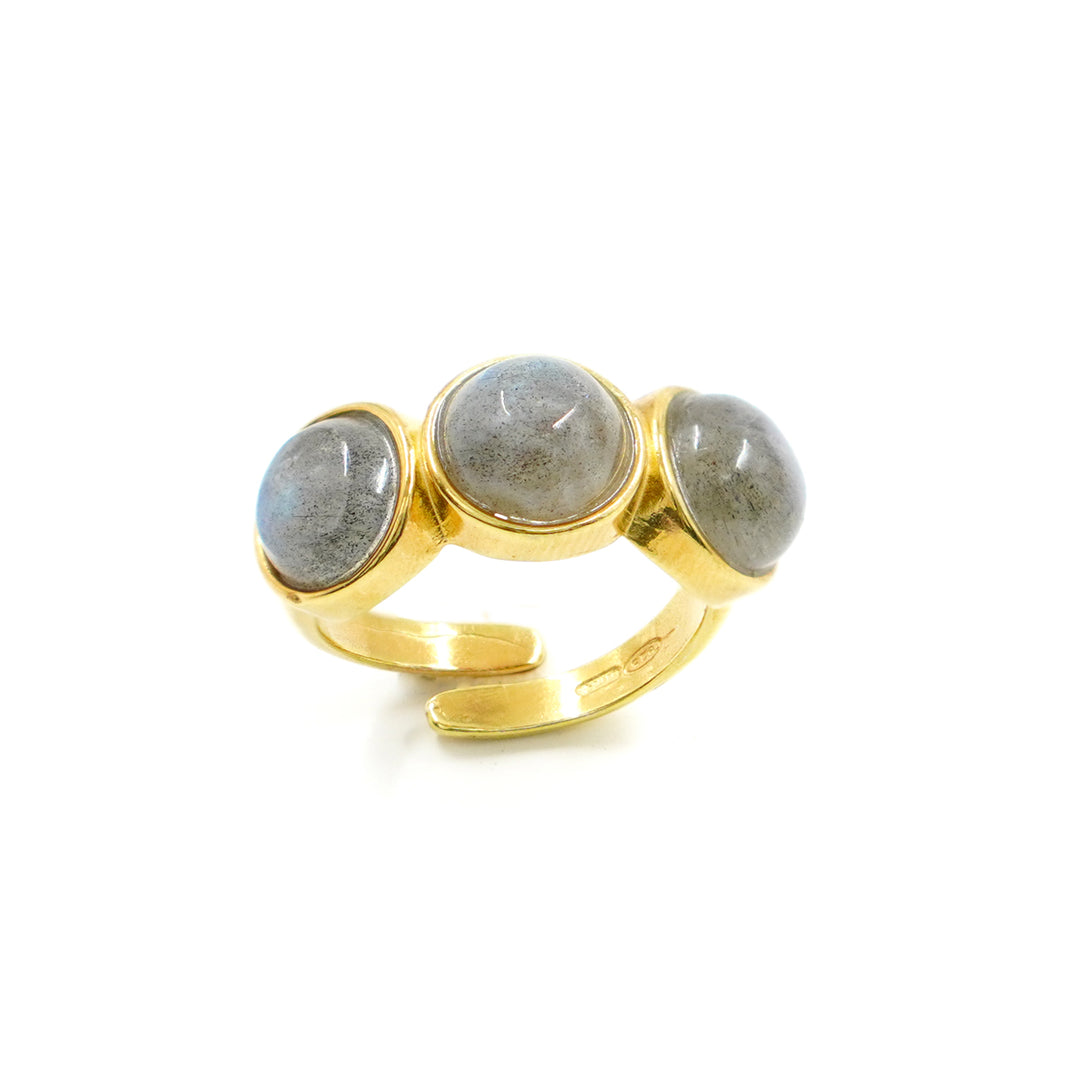 Labradorite Trilogy Ring Mounted on Silver