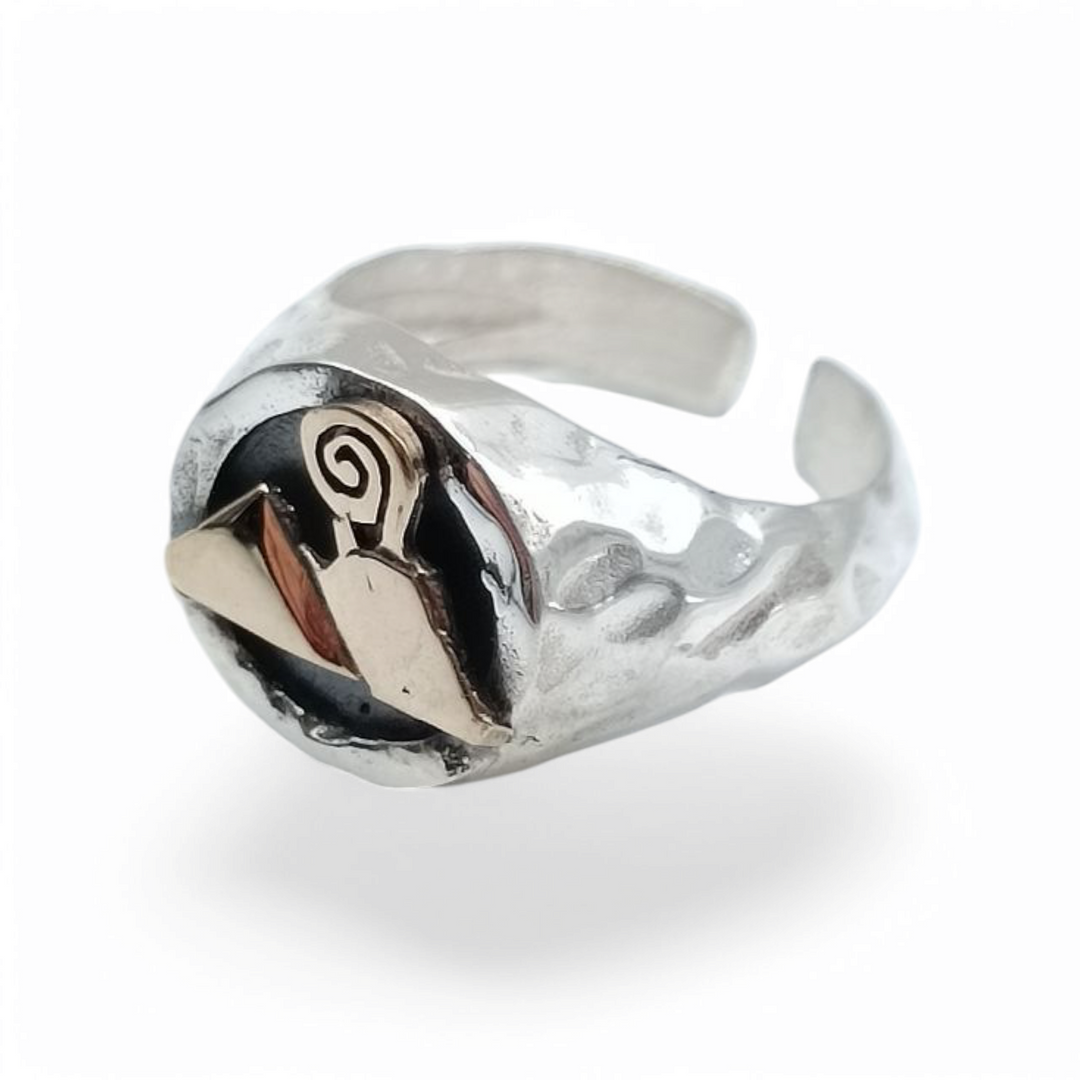 END OF COLLECTION - Vesuvius ring on silver and engraved on gold-plated silver