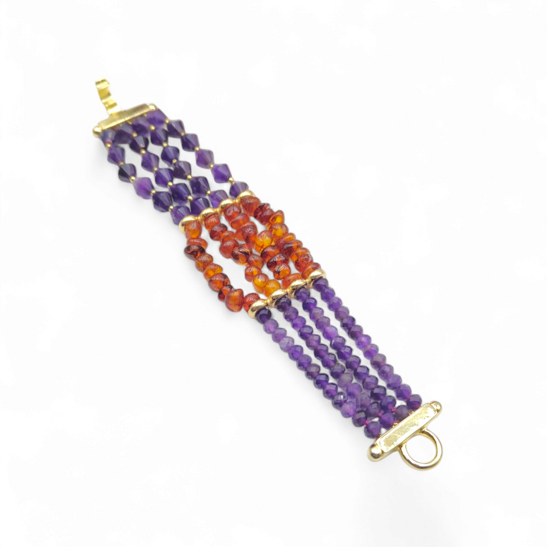 Amethyst and Amber Bracelet