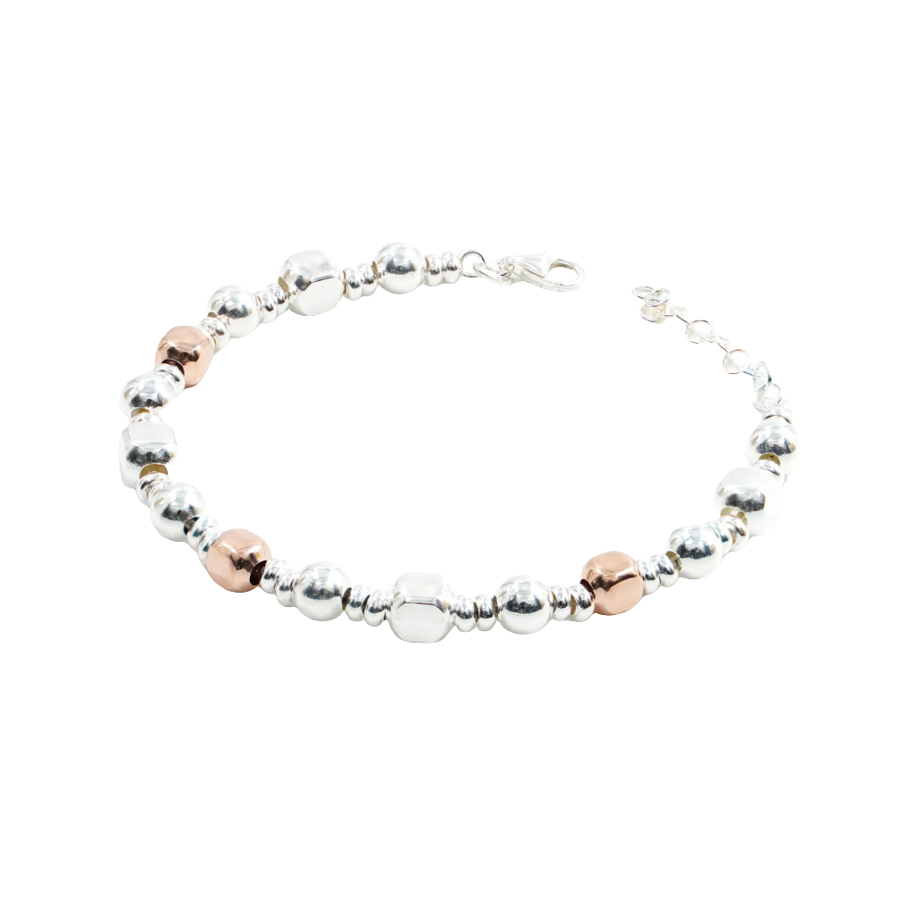 "Spheres and squares" bracelet in silver
