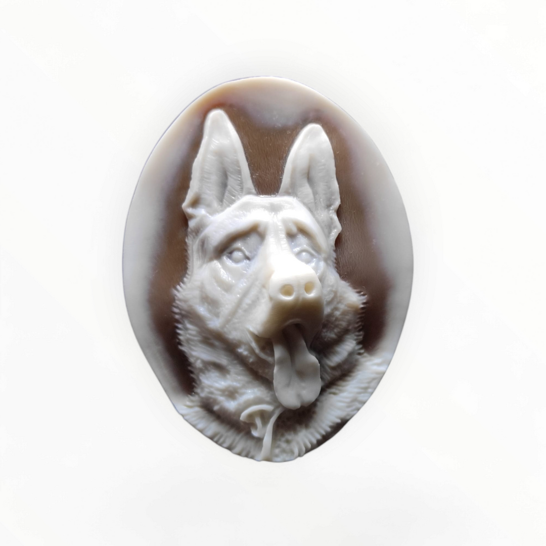 "German Shepherd" Dog Pendant in Sardonic Cameo