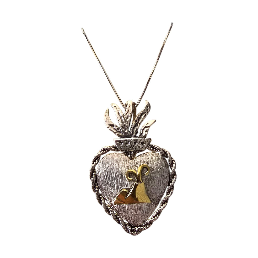 Collana ciondolo “cuore Vesuvio” in argento e argento dorato