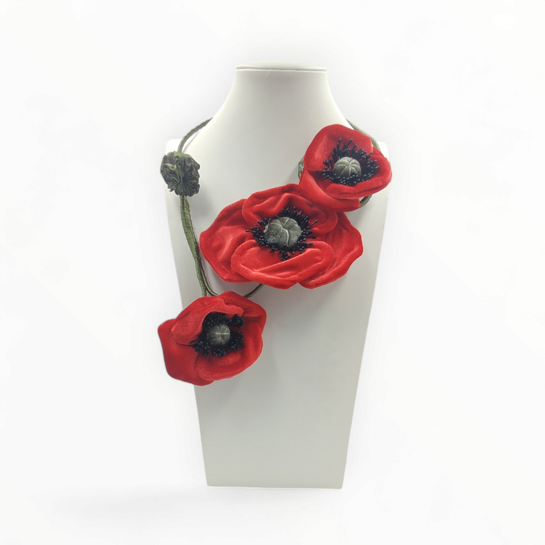 END OF COLLECTION - Velvet "poppy" necklace