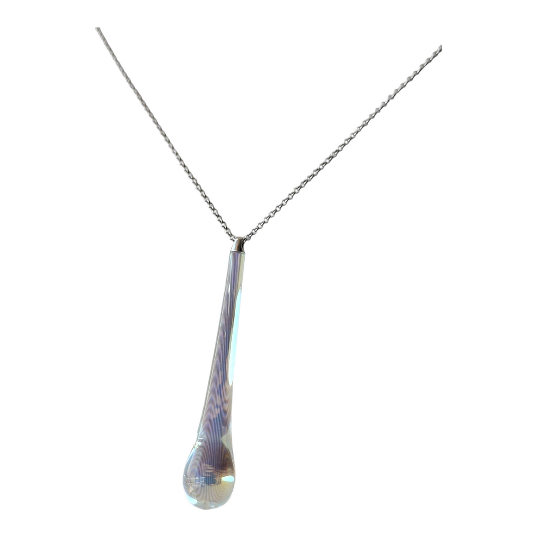 Precious Bohemian Clear Crystal Pendulum Pendant Mounted on Silver