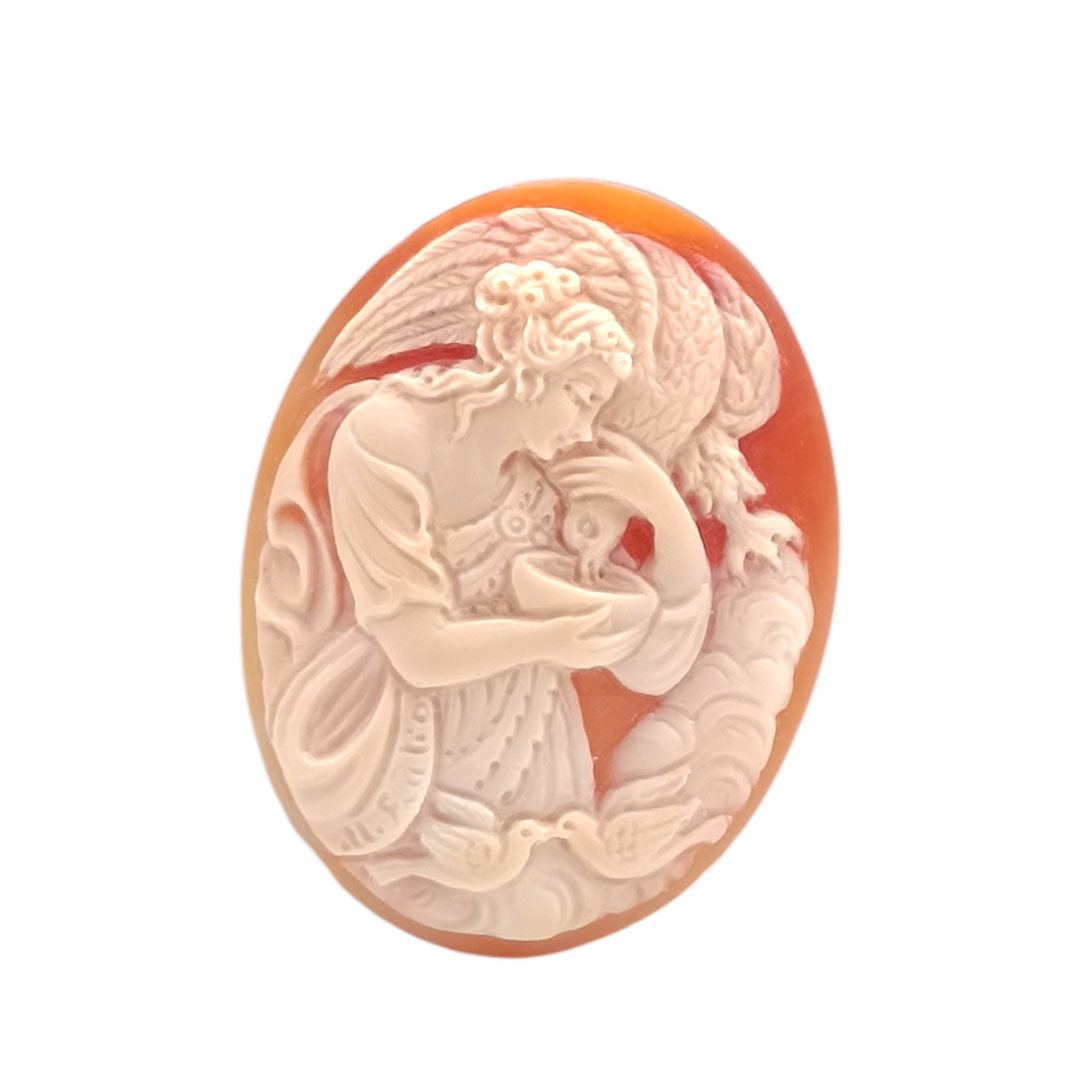"Penelope" pendant necklace with her duck engraved on carnelian cameo.
