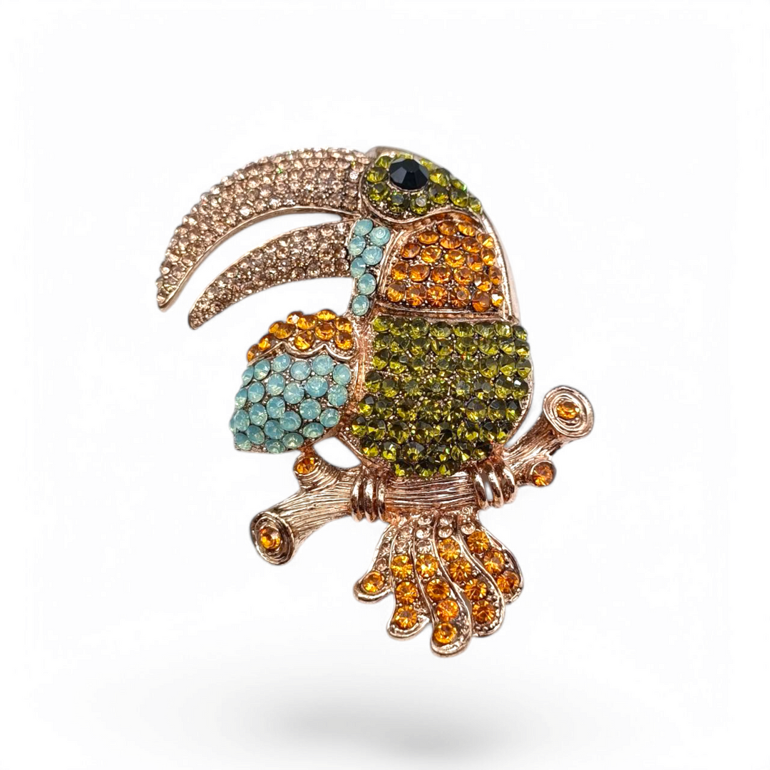 "Toucan" brooch pendant in nickel-free zirconium steel