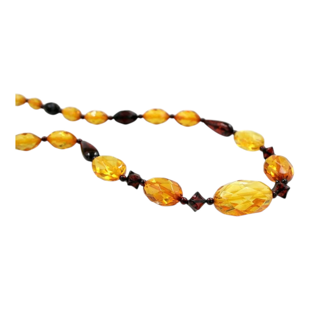 Baltic amber necklace, faceted multicolor