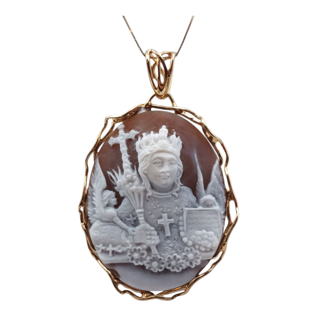 Collana ciondolo Sant'Agata in cammeo montato su argento