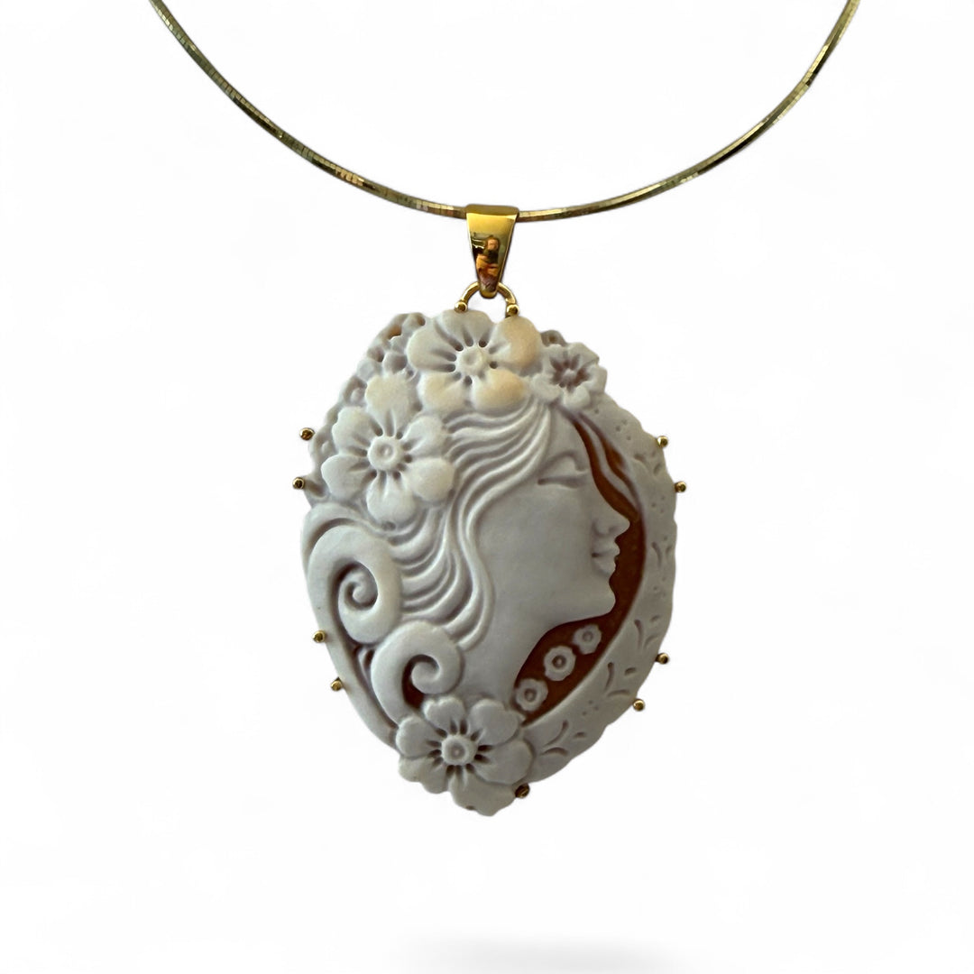 "Author's Cameo" Pendant Necklace with Sardonic Cameo Mounted in Silver