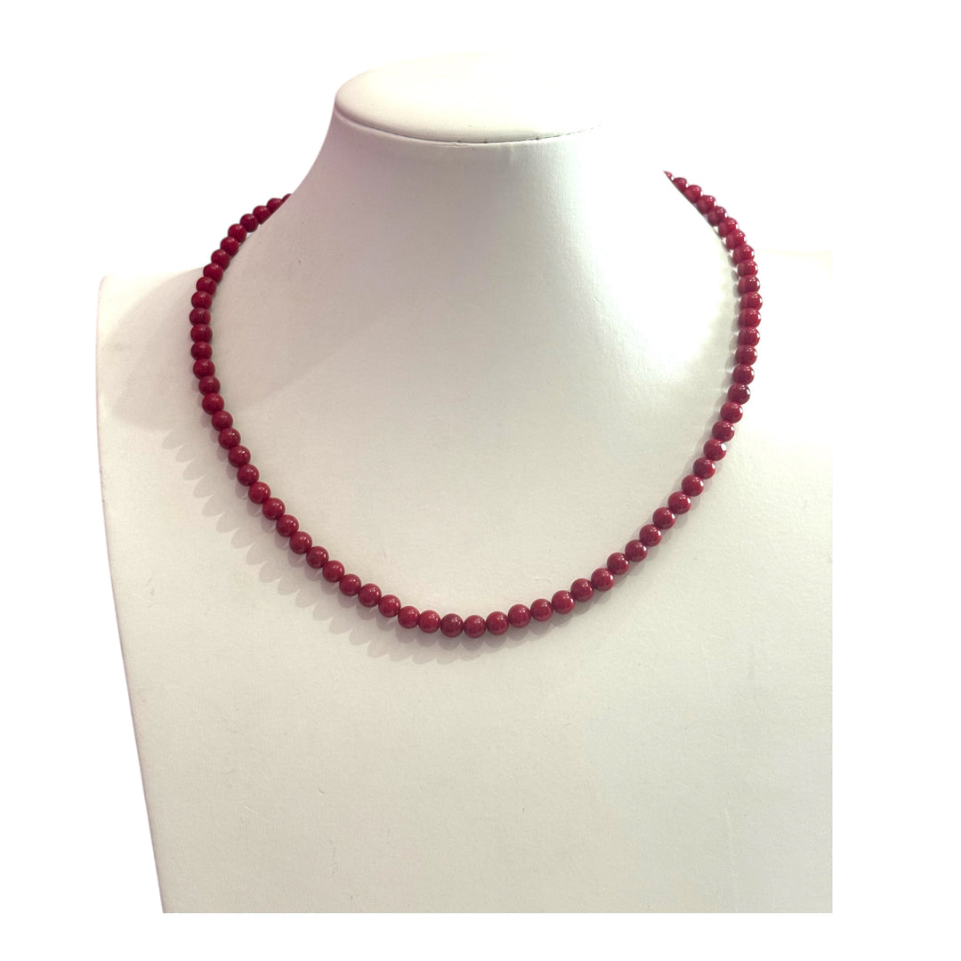 Collana corallo rosso “Corallium rubrum” montato in argento 925 galvanica oro