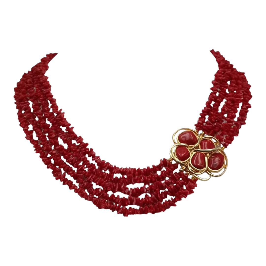 Collana cupolini in corallo montato su argento