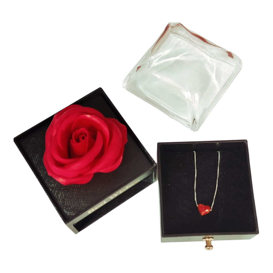 Valentine's Day Gift Idea - Coral Heart Necklace with Box