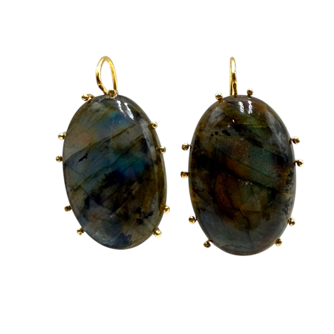 Labradorite earrings mounted on silver