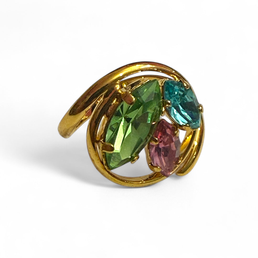 Multicolored ring of precious Murano crystals