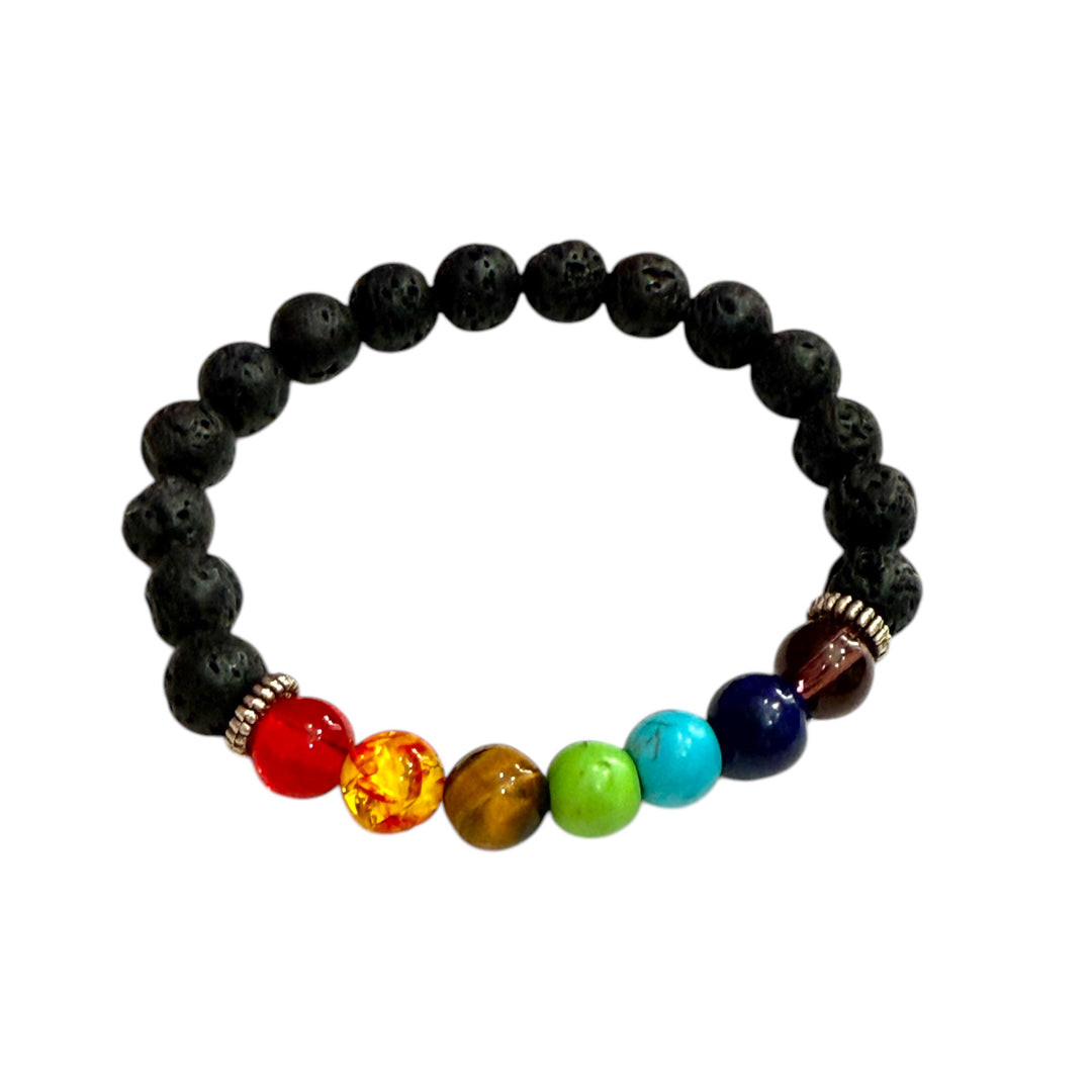 Lava stone bracelet with semiprecious stones