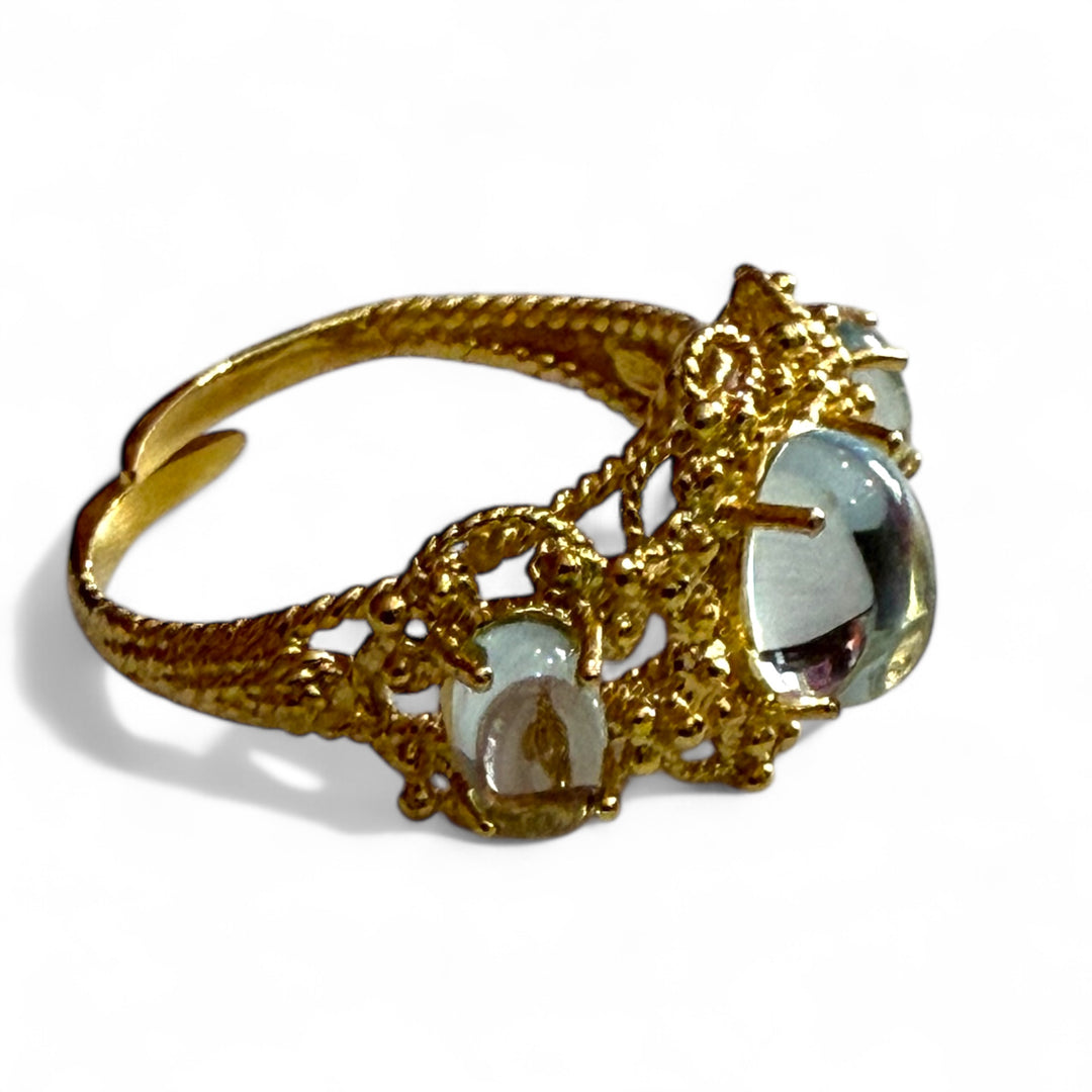 Topaz trilogy ring set in silver