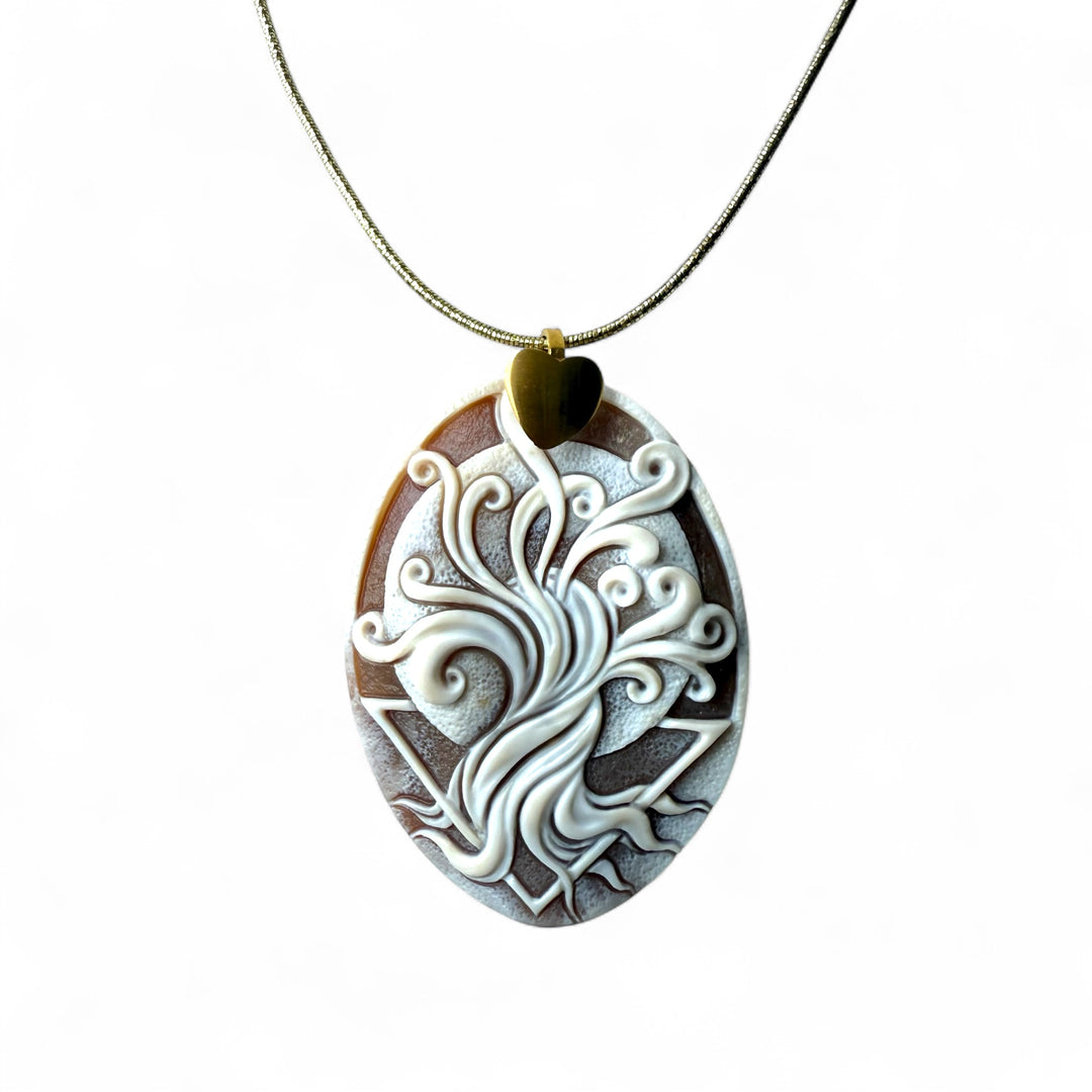 Collana ciondolo “albero della vita” di cammeo sardonico montato in argento
