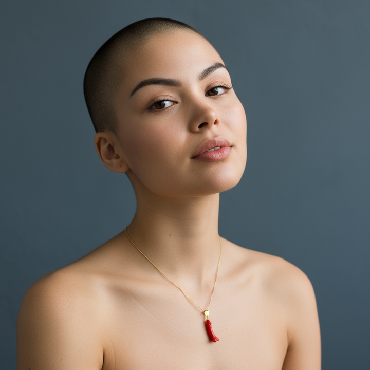Collana con Ciondolo Fallico di Corallo montato in Argento Dorato