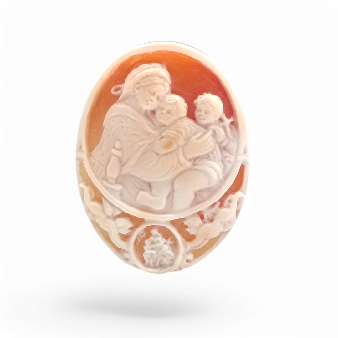 "The Mother of the Twins" Pendant Necklace in Carnelian Cameo