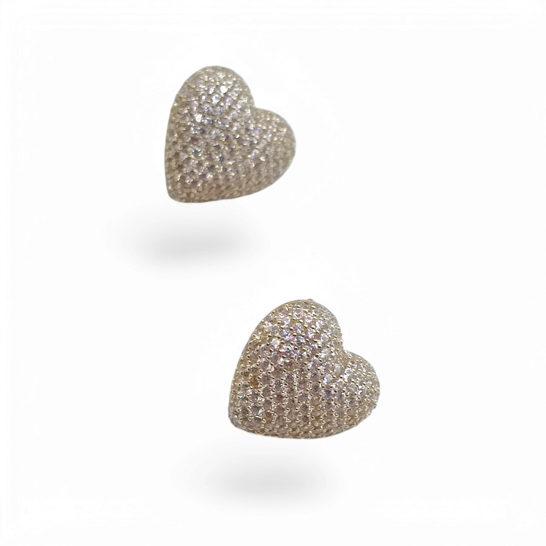 END OF COLLECTION - HEART EARRINGS WITH ZIRCONIA MOUNTED ON SILVER