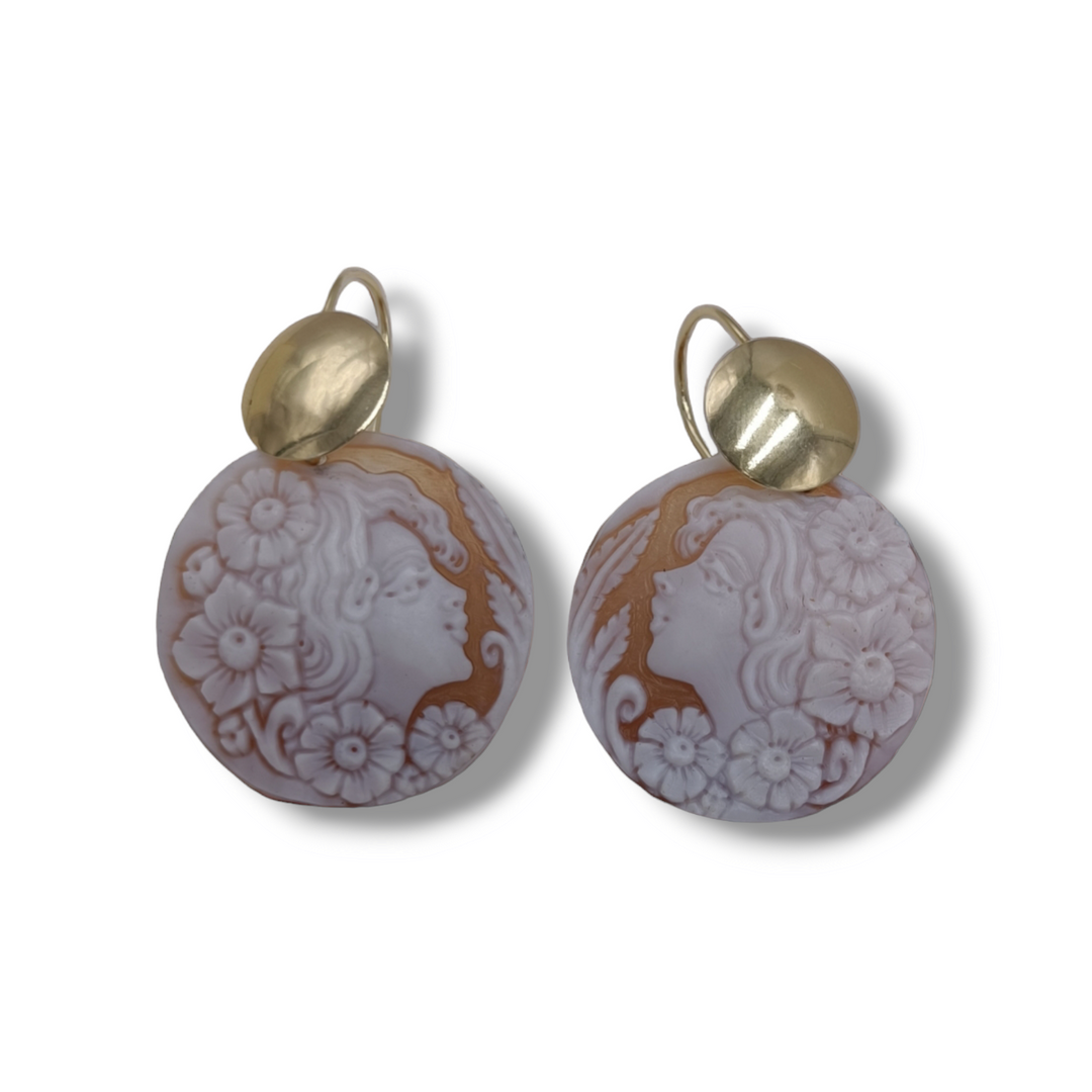 Goddess Sasha earrings in cameo mounted on silver