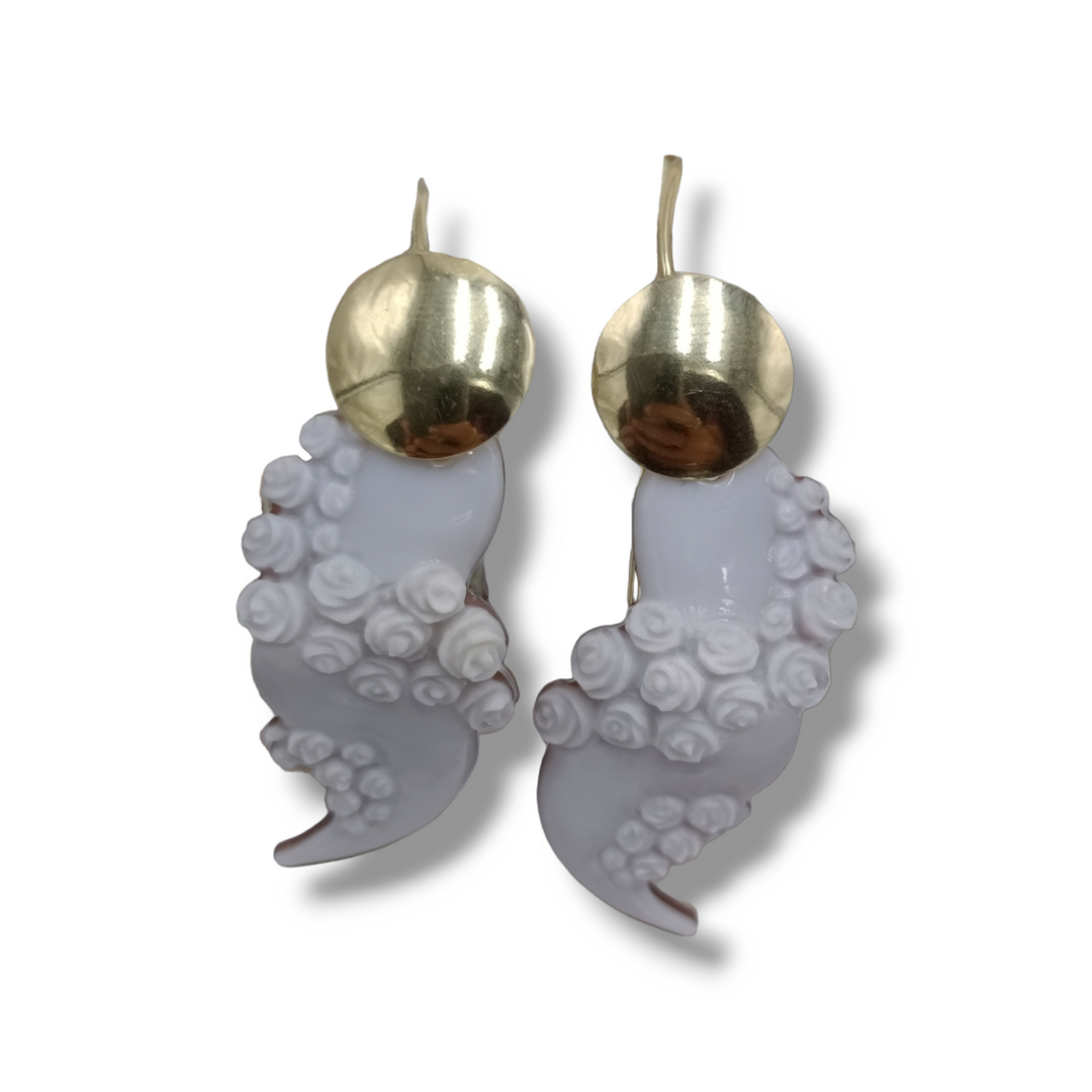 Horn cameo earrings mounted on silver