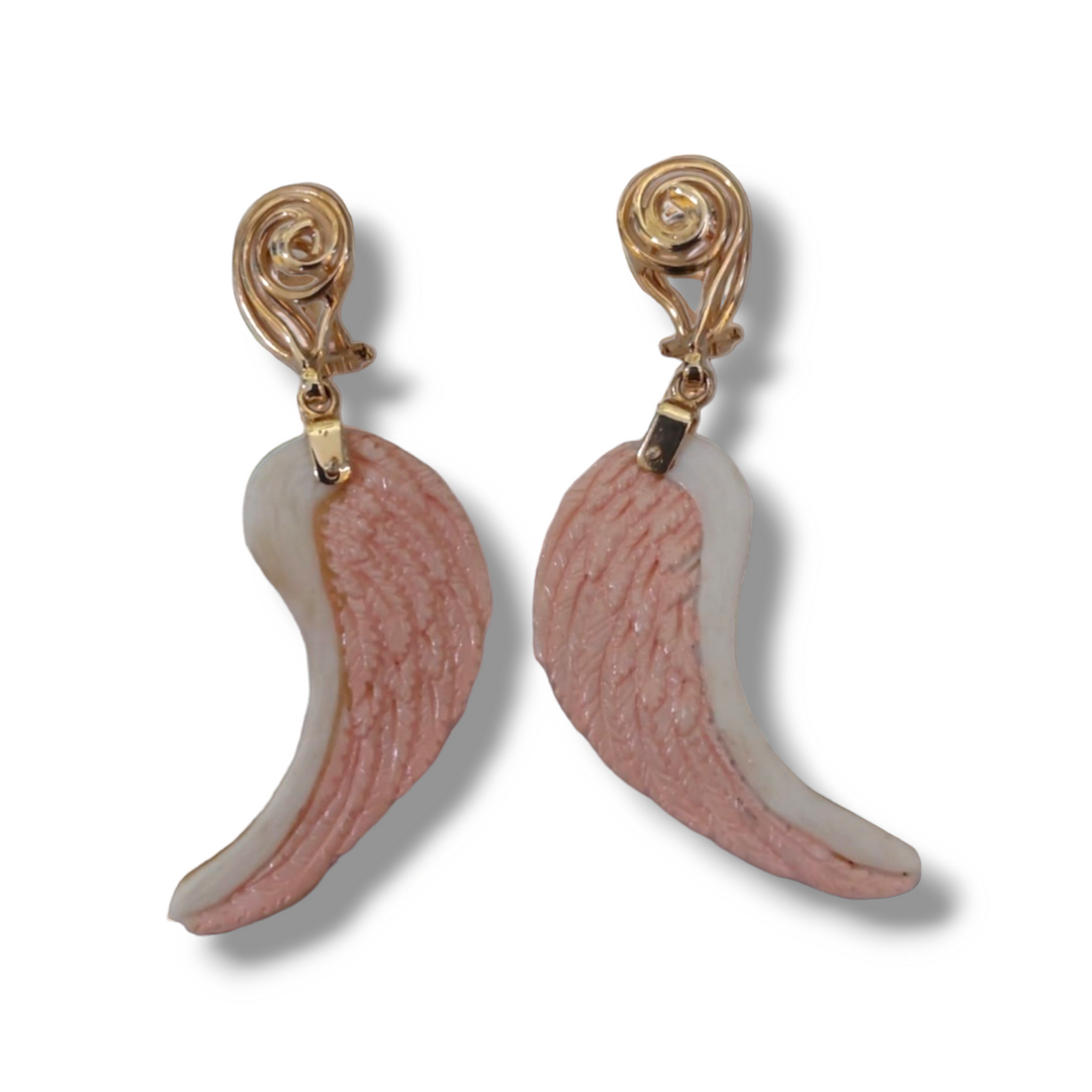 Angel Wing Cameo Earrings Mounted on Silver