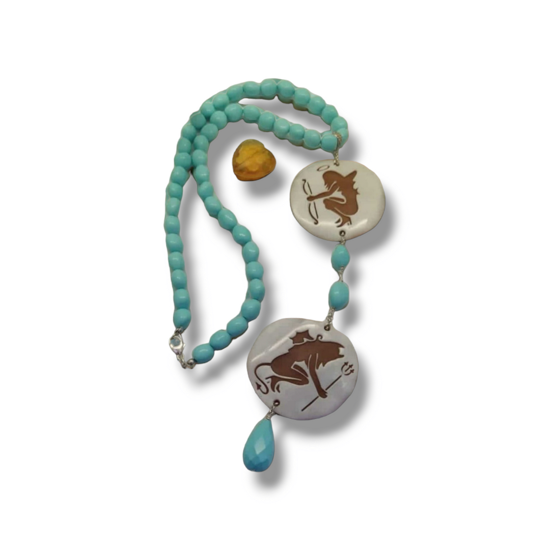Collana ciondoli angeli e demoni in cammeo montato su argento