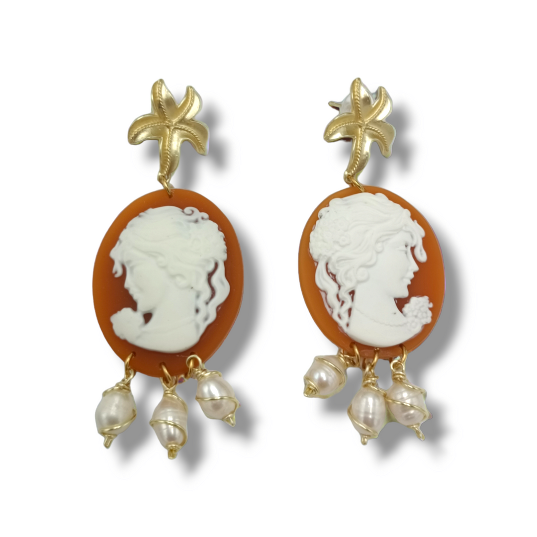 END OF COLLECTION - Resin cameo goddess earrings