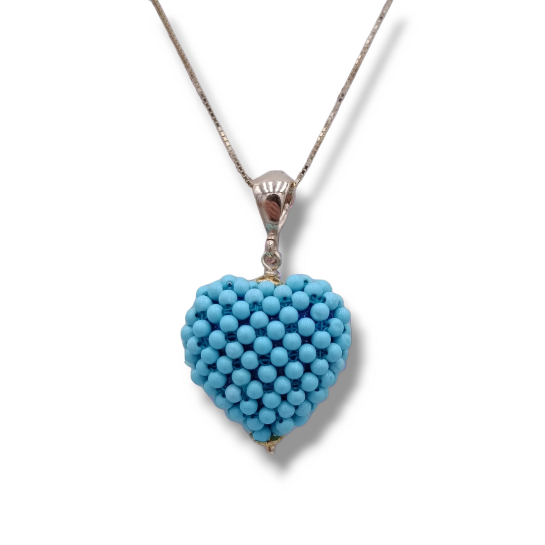 Heart necklace on turquoise paste