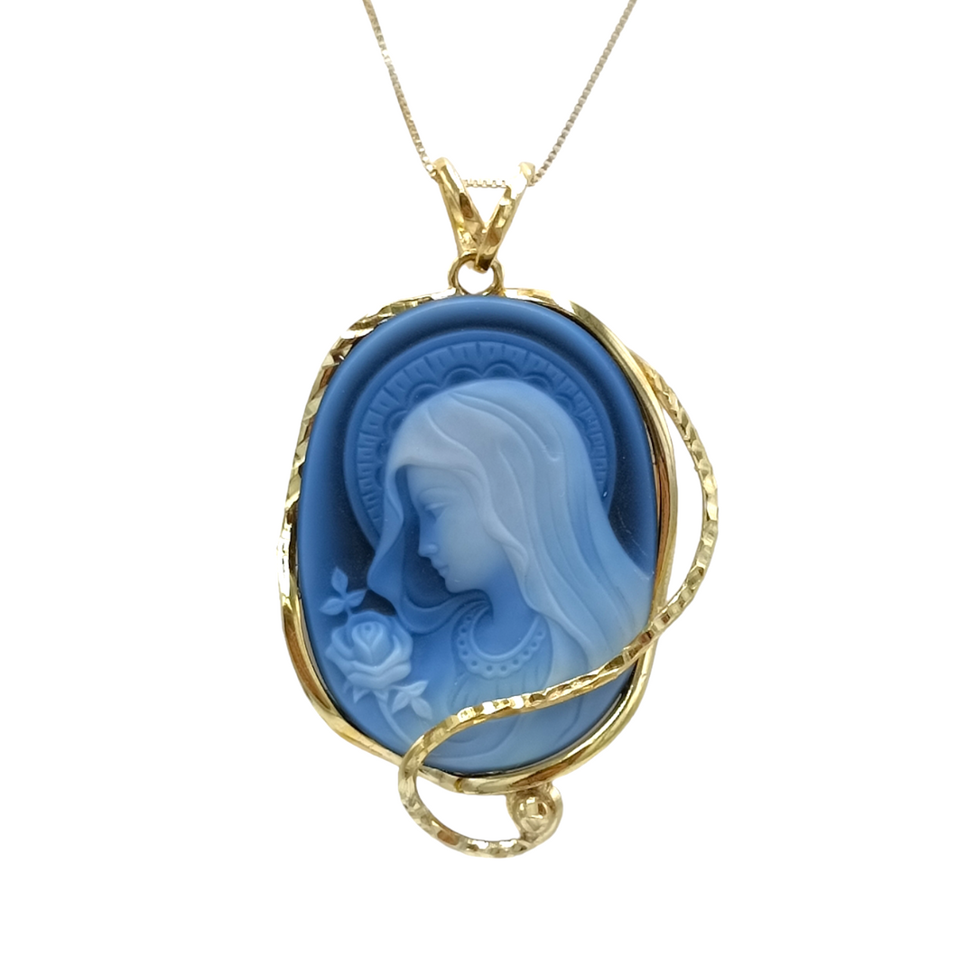 Madonna of Peace pendant in agate mounted on silver