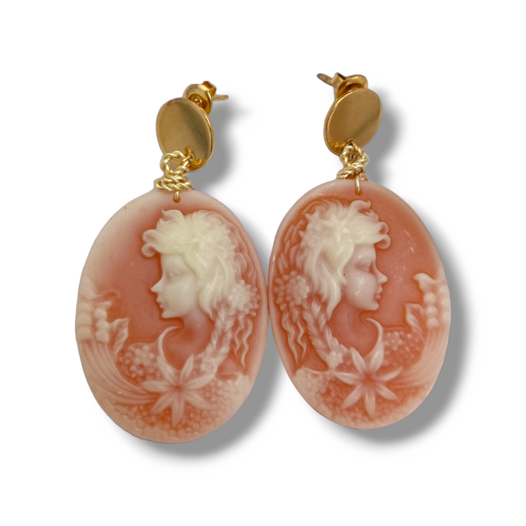END OF COLLECTION - Red Goddess Earrings Resin Cameo