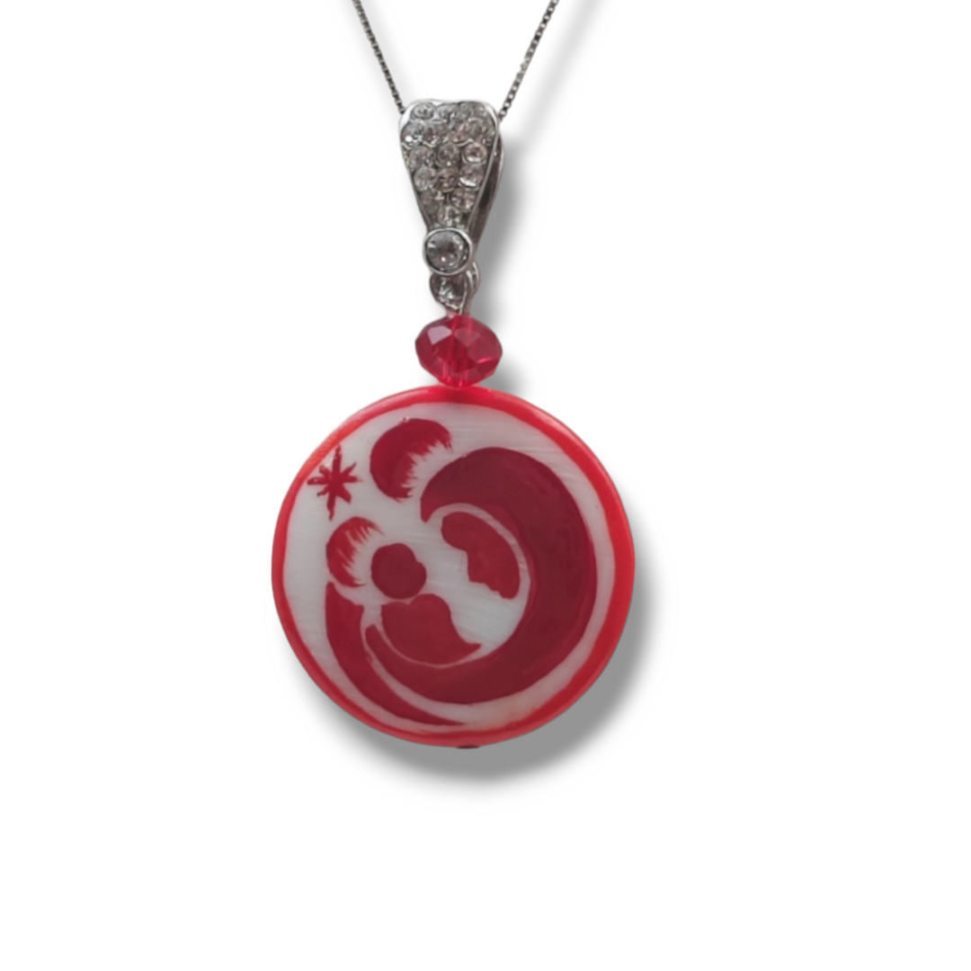 Collana ciondolo Madonna su madreperla
