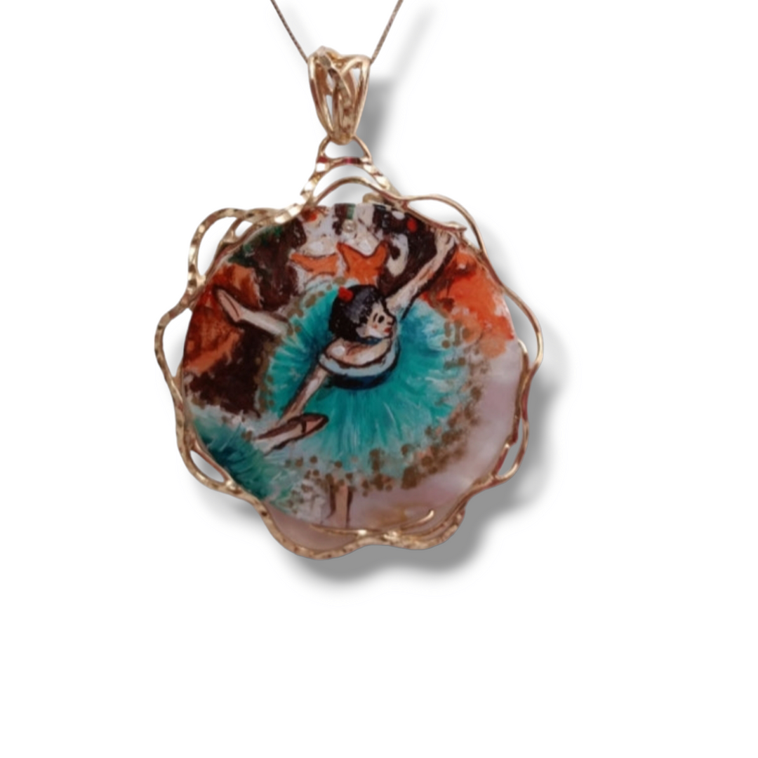 Ballerina necklace on mother of pearl