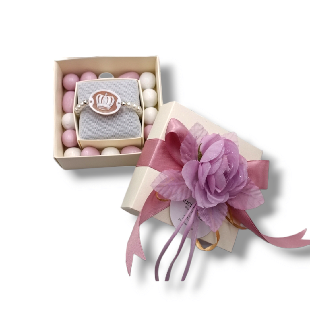 Bomboniera battesimo - bomboniera comunione - bomboniera matrimonio - bracciale perle e cammeo