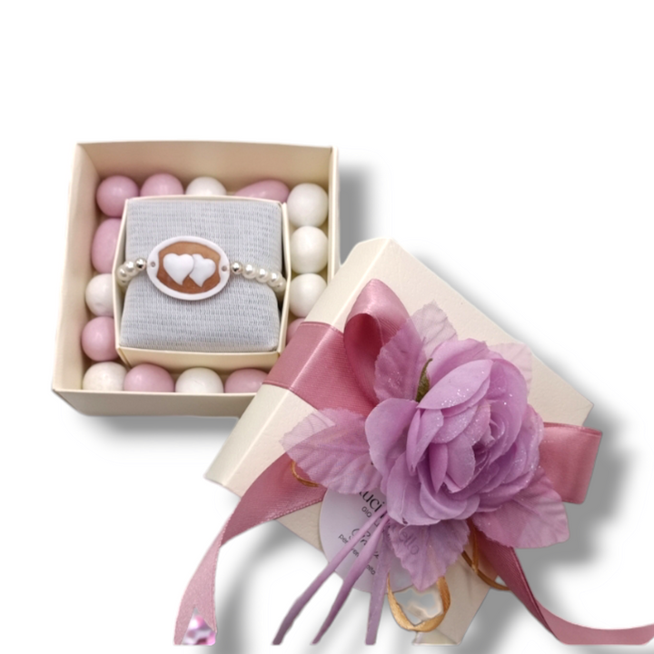Bomboniera battesimo - bomboniera comunione - bomboniera matrimonio - bracciale perle e cammeo