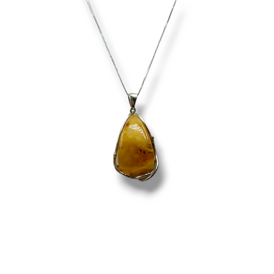 END OF COLLECTION - Brown Amber Triangle Pendant