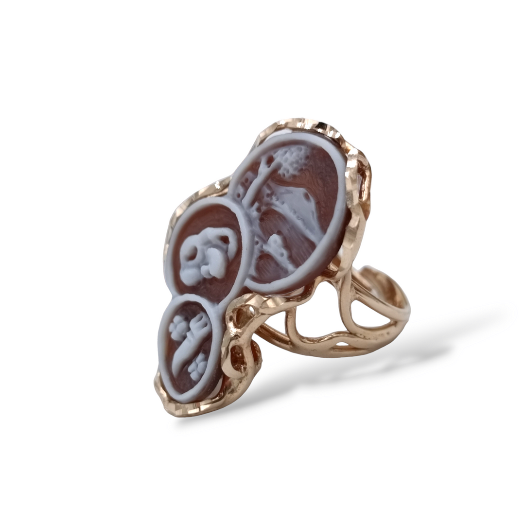 Anello amore napoletano in cammeo montato su argento
