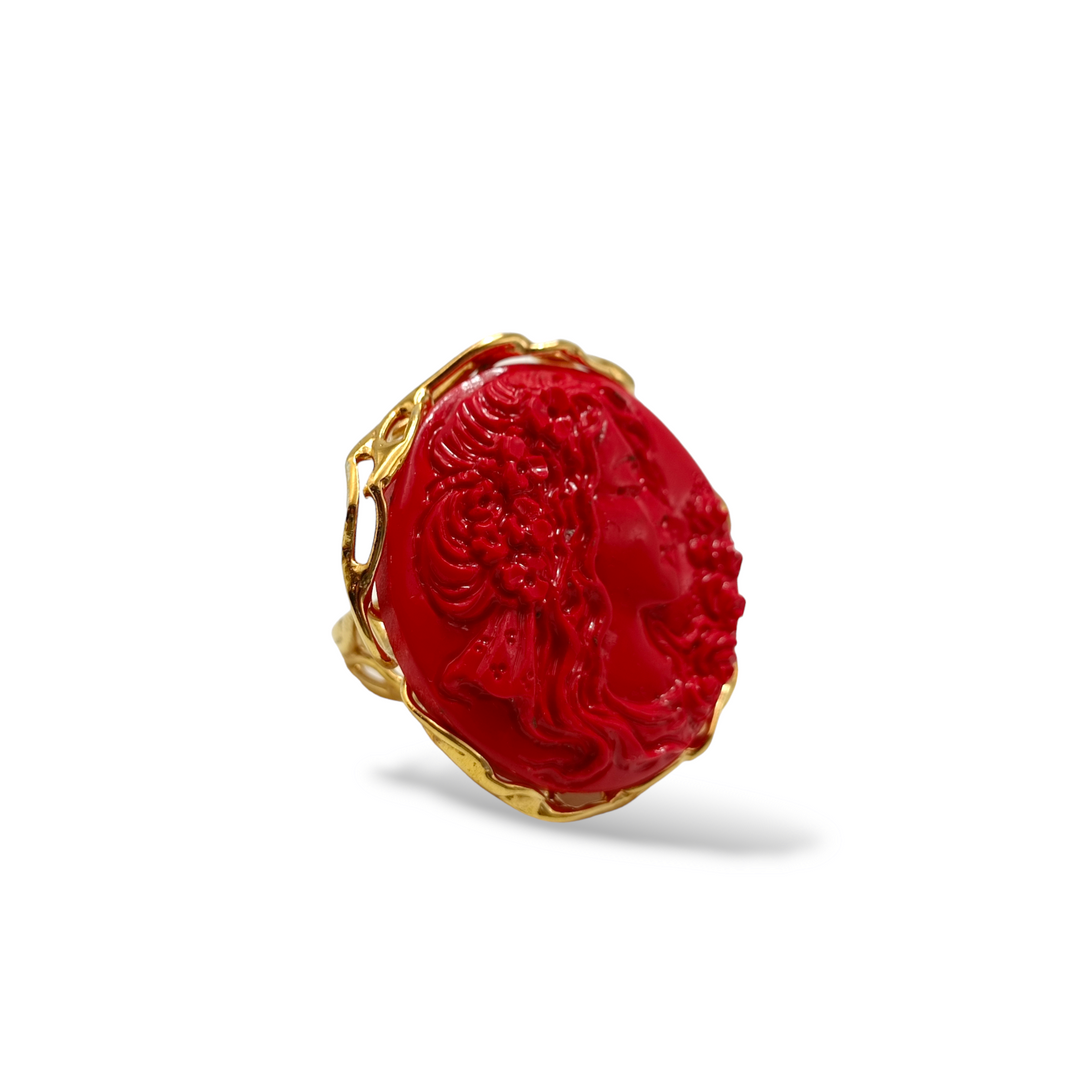 Band ring on red coral