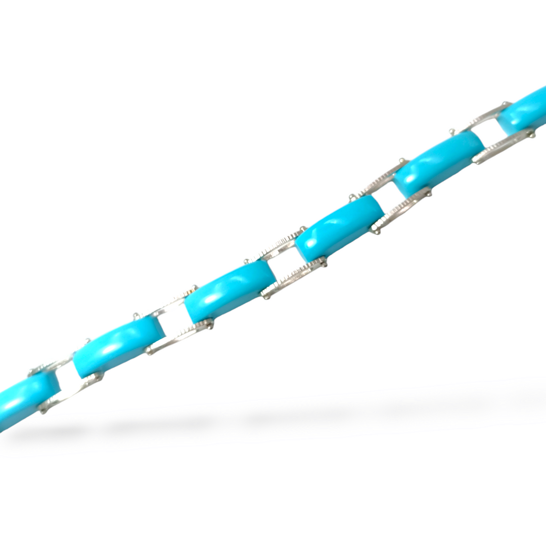 Turquoise paste bracelet mounted on silver