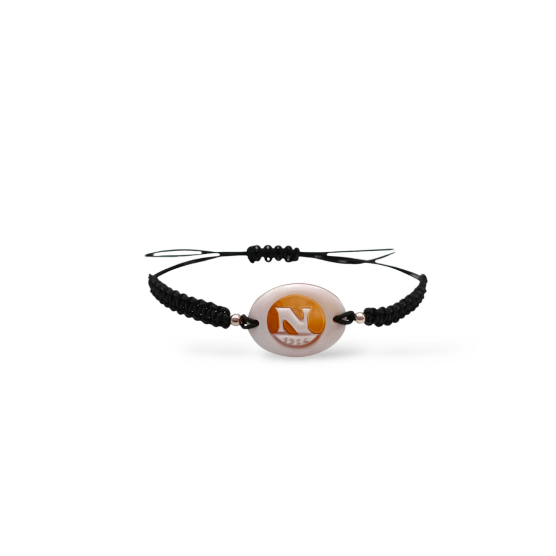 Naples bracelet in cameo and mounted on rubber and silver