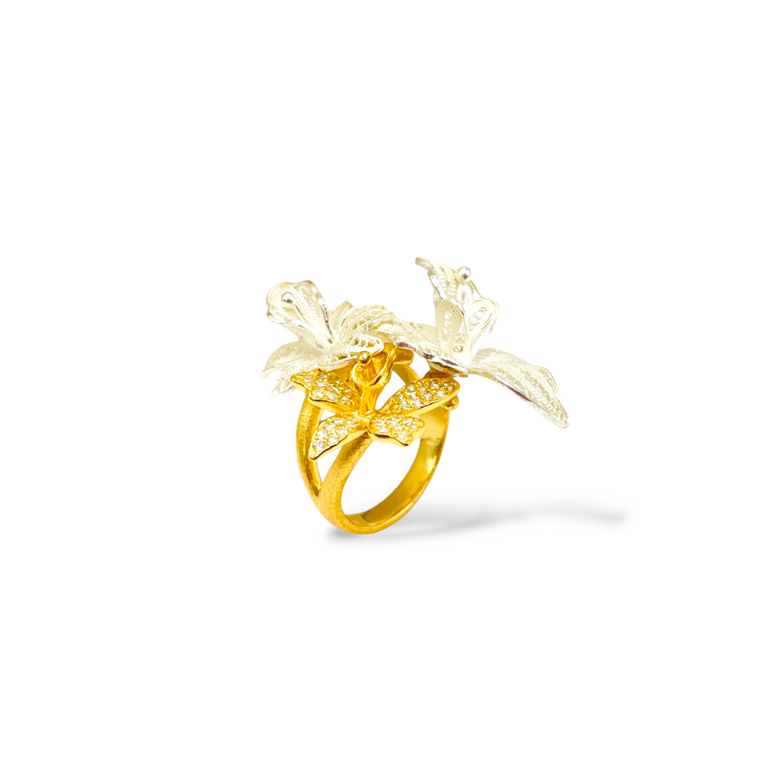 END OF COLLECTION - Silver flower ring mounted on silver