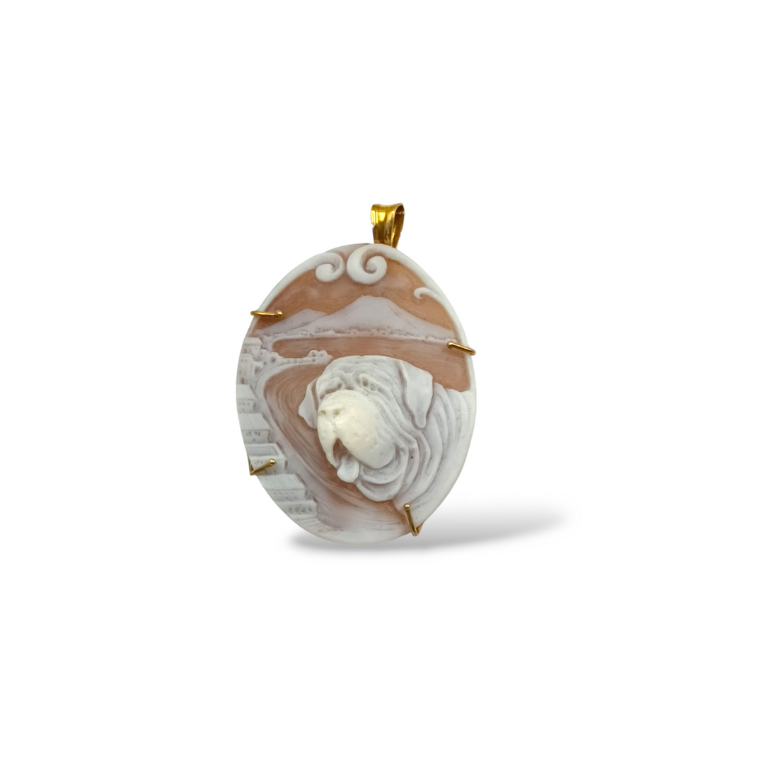 Puppy pendant necklace in cameo mounted on silver